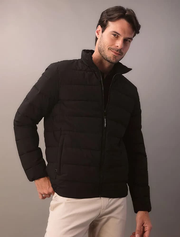 Jaqueta Masculina Matelasse Calvin Klein Com Zíper Preto